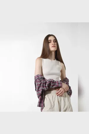 ONLY Off-White Ribbed Vest Top
