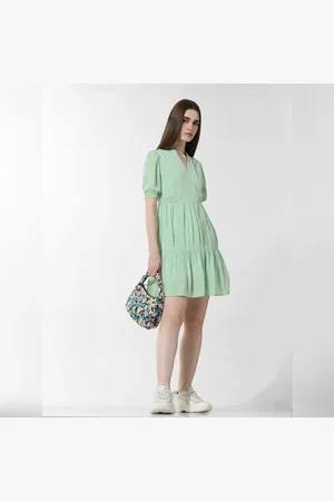 ONLY Green V-Neck Dress