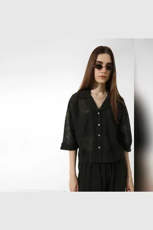 ONLY Green Crochet Co-ord Set Shirt