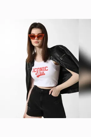 ONLY White Printed Cropped Top