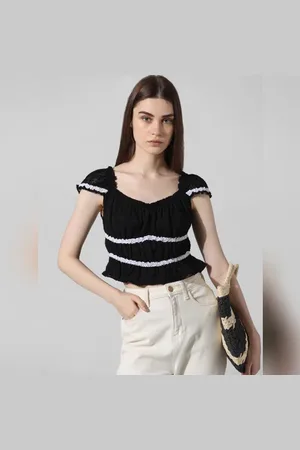 ONLY Black Textured Crop Top