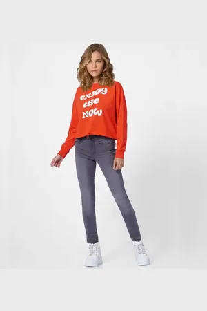 ONLY Red Typographic Print Sweatshirt