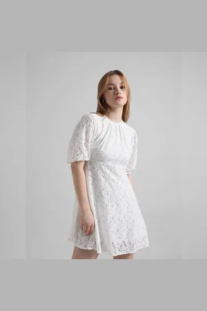 ONLY White Lace Puff Sleeves Dress