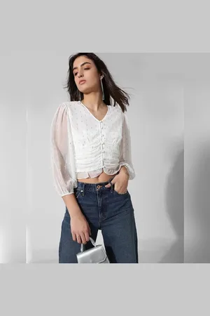 ONLY White Textured Cropped Top