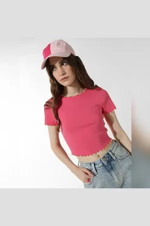 ONLY Pink Ribbed Crop Top