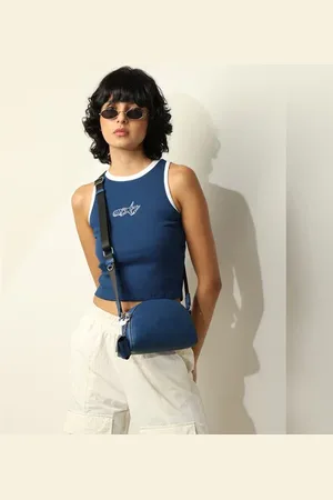 ONLY Blue Ribbed Vest Top