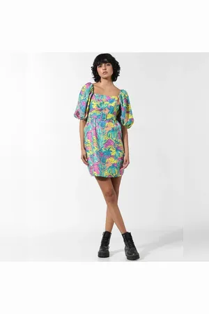 ONLY Blue Tropical Print Dress