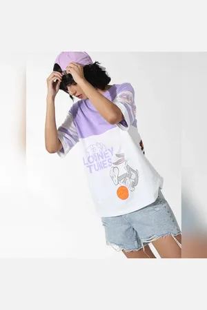 ONLY X Looney Tunes Lilac Printed Oversized T-shirt