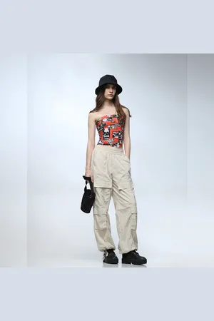 ONLY X BT21 RED PRINTED TUBE TOP