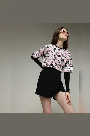 ONLY X BT21 PINK PRINTED OVERSIZED T-SHIRT