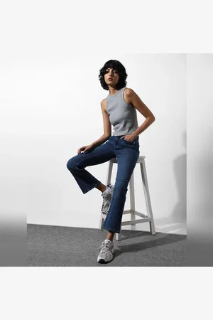 ONLY Blue Mid Rise Flared Jeans