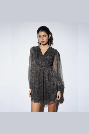 ONLY Black Plisse Shimmer Mini Dress