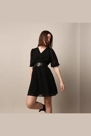 ONLY Black Jacquard V-NECK Dress