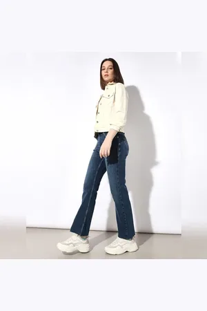 ONLY Blue High Rise Flared Cropped Jeans