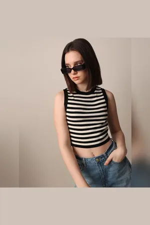 ONLY Black Striped Knitted Crop Top