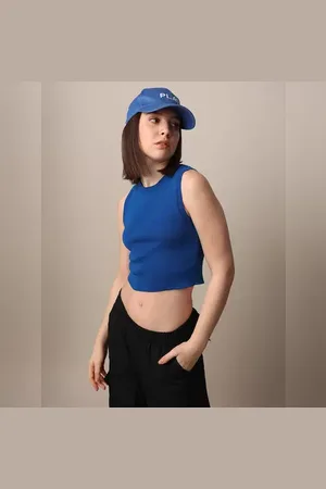 ONLY Dark Blue Knitted Crop Top
