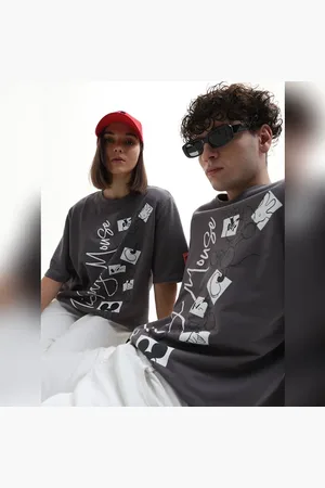 ONLY MICKEY Grey Printed Unisex Oversized T-shirt