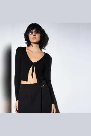 ONLY Black Front-Tie Knitted Top