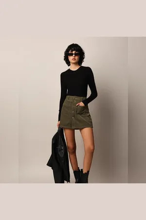 ONLY Dark Olive Corduroy Skirt