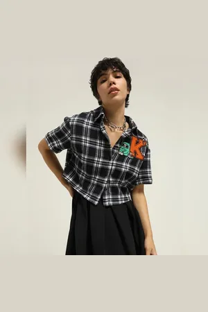 ONLY KETNIPZ Black Cropped Check Shirt