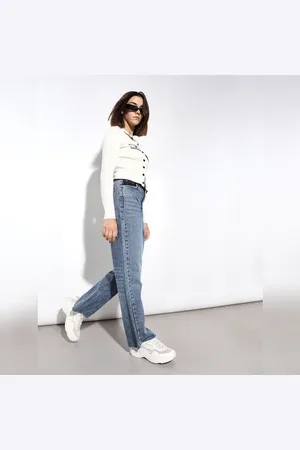 ONLY Blue Reworked Wide Leg Jeans