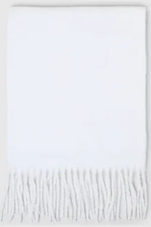ONLY White Long Brushed Scarf