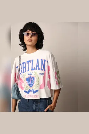 ONLY Blue Oversized Printed T-shirt