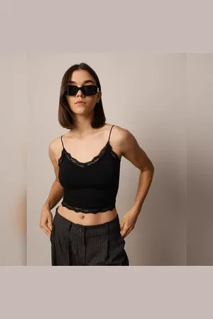 ONLY Black Lace Seamless Cropped Top