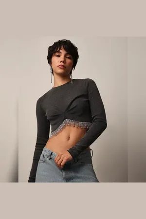 ONLY Black Rhinestone Detail Crop Top