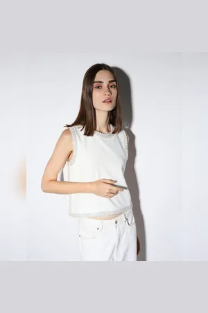 ONLY White Bead Embellished Top