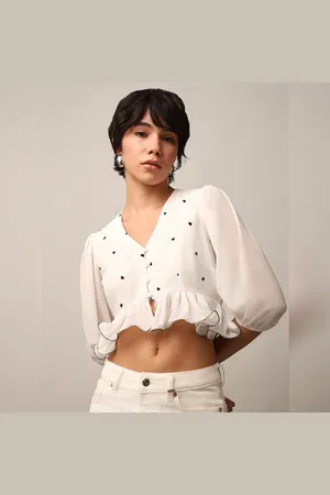 ONLY WHITE EMBROIDERED CROP TOP