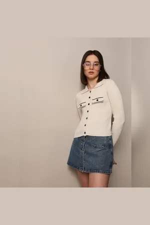 ONLY Beige Rib-Knit Fitted Shirt