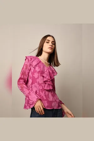 ONLY PINK FLORAL PRINT FRILL TOP