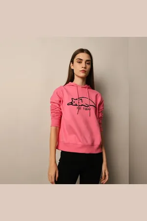 ONLY PINK PRINTED HOODED SWEATSHIRT