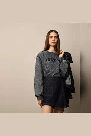 ONLY GREY PRINTED WAHED SWEATSHIRT