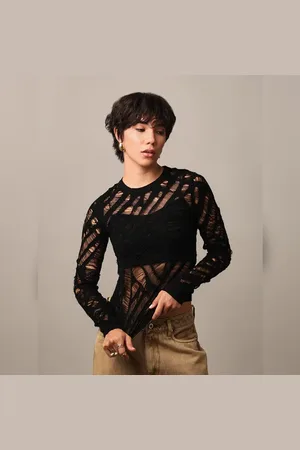 ONLY Black Sheer Knit Top