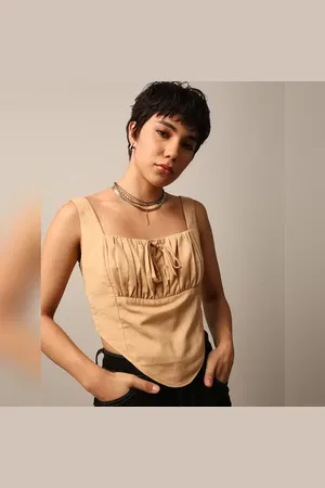 ONLY Beige Fitted Short Corset Top