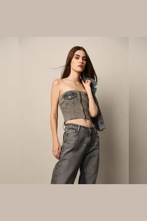 ONLY Vintage Blue Denim Tube Top
