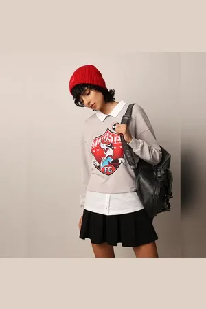 ONLY Grey Printed Shirt-Insert Sweatshirt