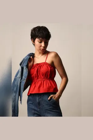 ONLY Red Strappy Crop Top
