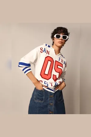 ONLY WHITE VARSITY PULLOVER