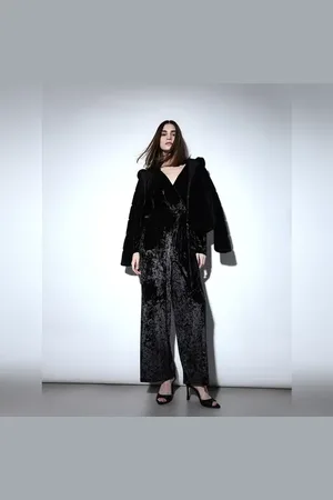 ONLY Black Velour Jumpsuit