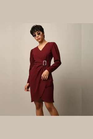 ONLY Maroon Wrap Dress