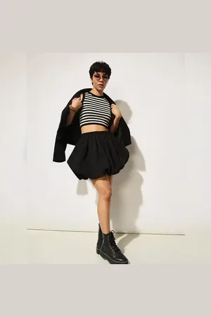 ONLY Black Bubble Hem Skirt
