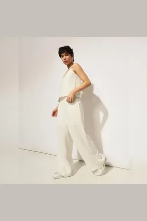ONLY White Linen Pull On Pants