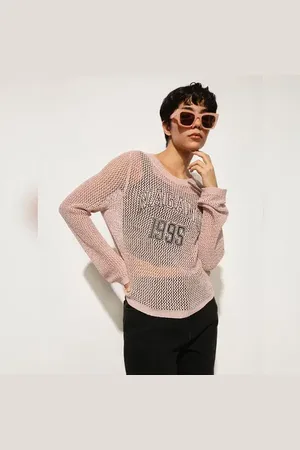 ONLY Pink Crochet Printed Top
