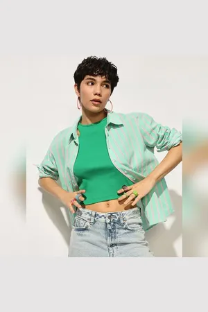 ONLY Green Striped Shirt