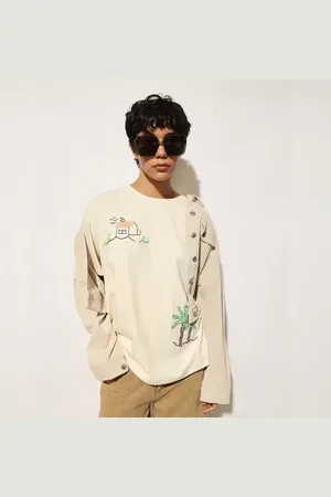 ONLY Off-White Embroidered Oversized T-shirt