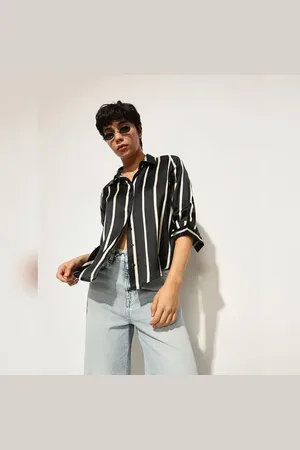 ONLY Black Striped Satin Shirt