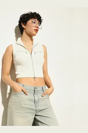 ONLY White Sleeveless Crop Top